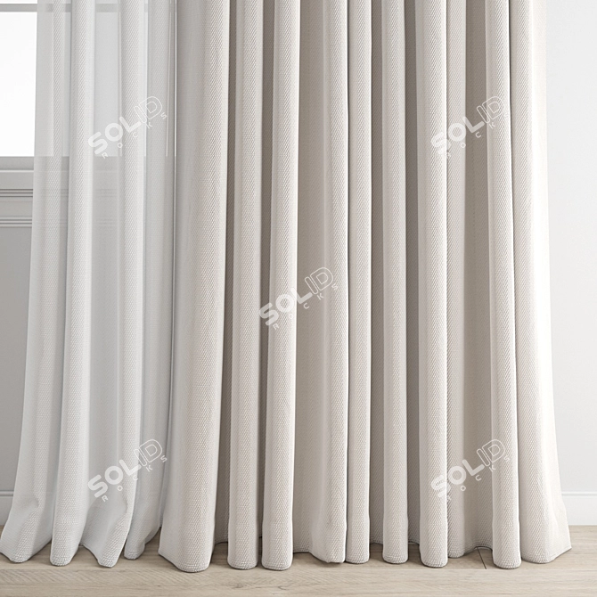 Detailed Curtain 3D Model Kit 3D model image 2