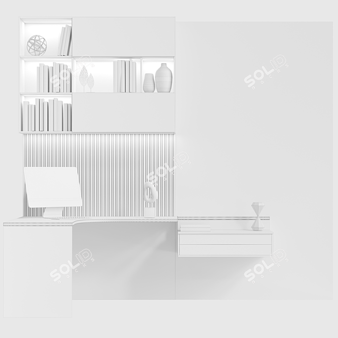 Child's Decorated Wardrobe & Desk 3D model image 2