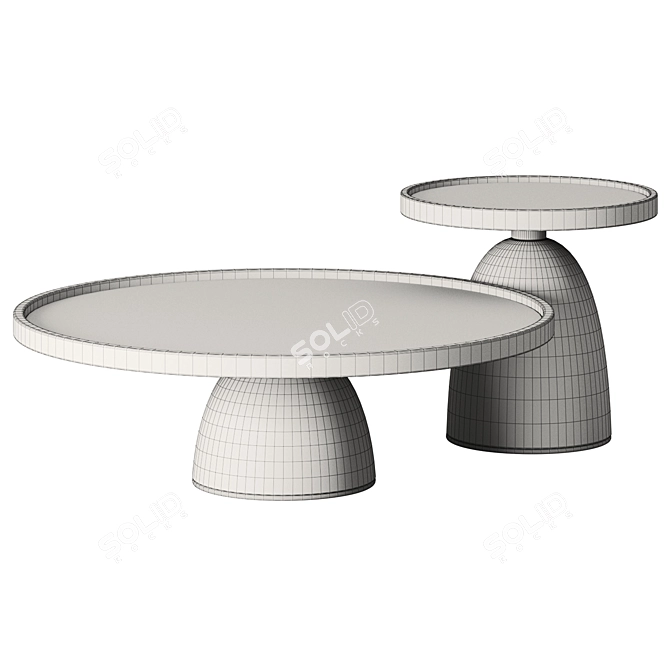 Modern Stone Metal Side Table 3D model image 4