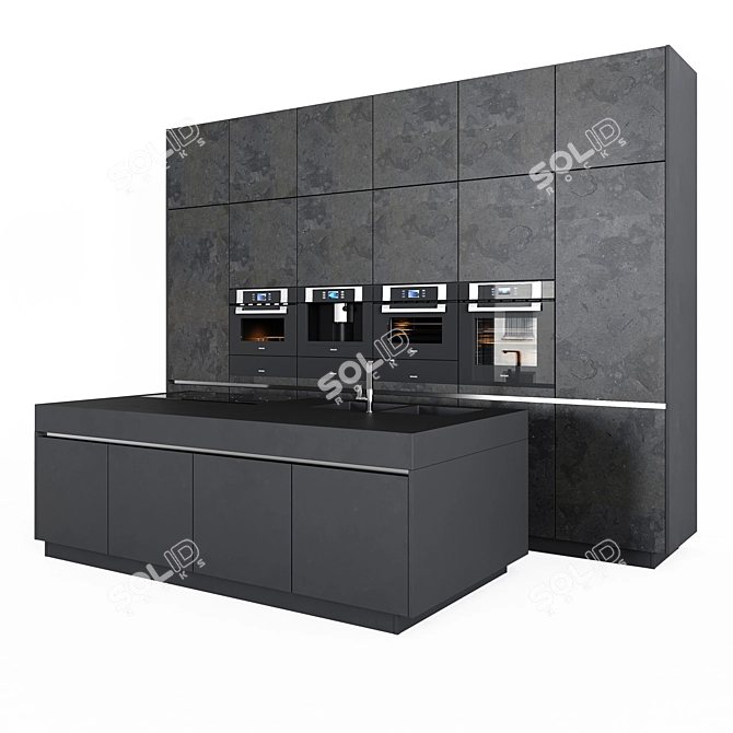 Sleek Black Culinary Marvel 3D model image 1