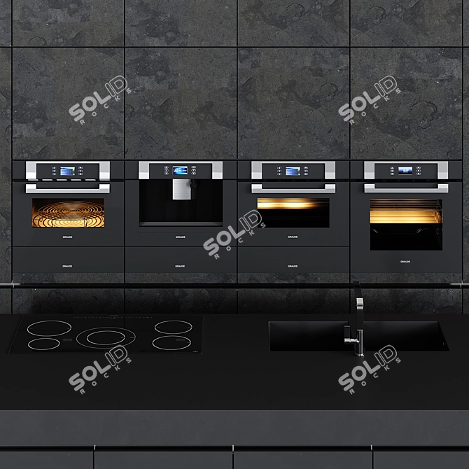 Sleek Black Culinary Marvel 3D model image 2