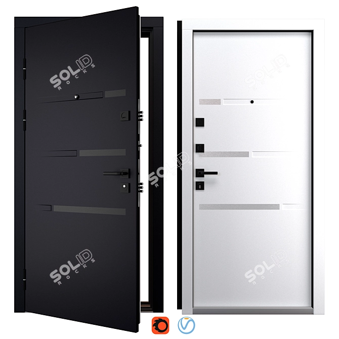 Safira Entry Metal Door, 900x2050mm 3D model image 1