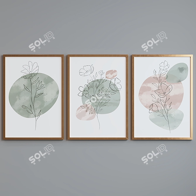 Modern Abstract Picture Frame Set 3D model image 2