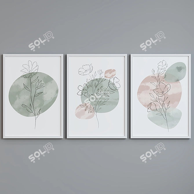 Modern Abstract Picture Frame Set 3D model image 4