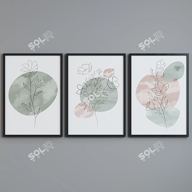 Modern Abstract Picture Frame Set 3D model image 5