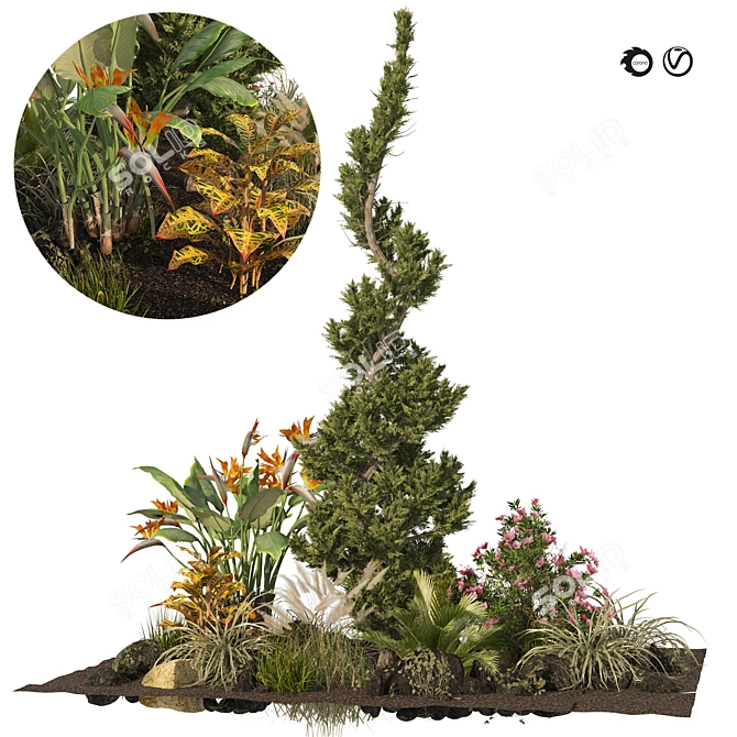 Rustic Garden Plant Collection 3D model image 1