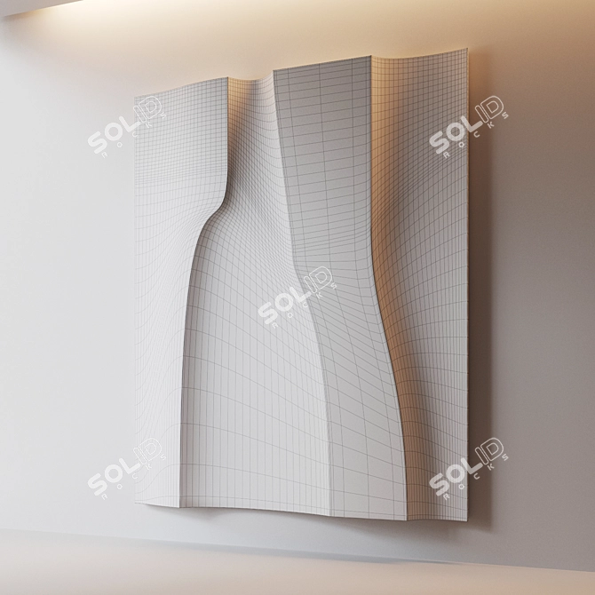 Abstract Relief Composition Plate. 3D model image 4