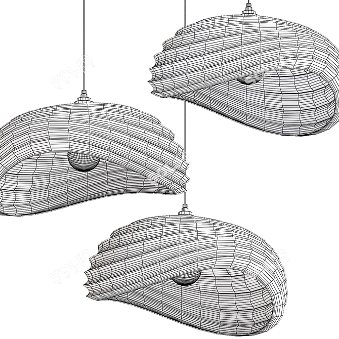 Sleek Navicula Pendant Illumination 3D model image 4