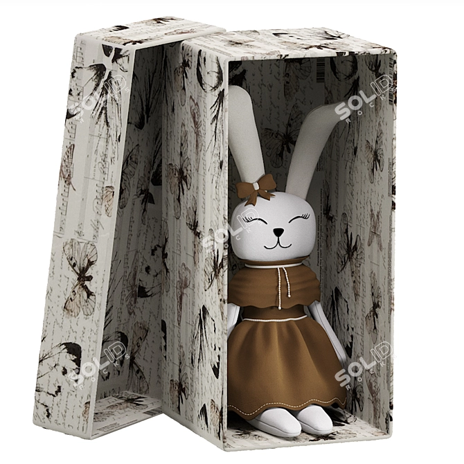 Whimsical Bunny Doll Miniature Figurine 3D model image 1