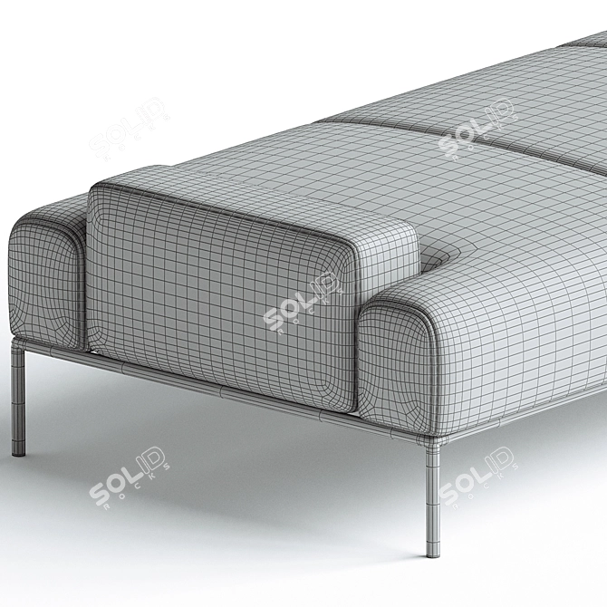 Luxury Blue Velvet Daybed Wood Channeling 3D model image 3