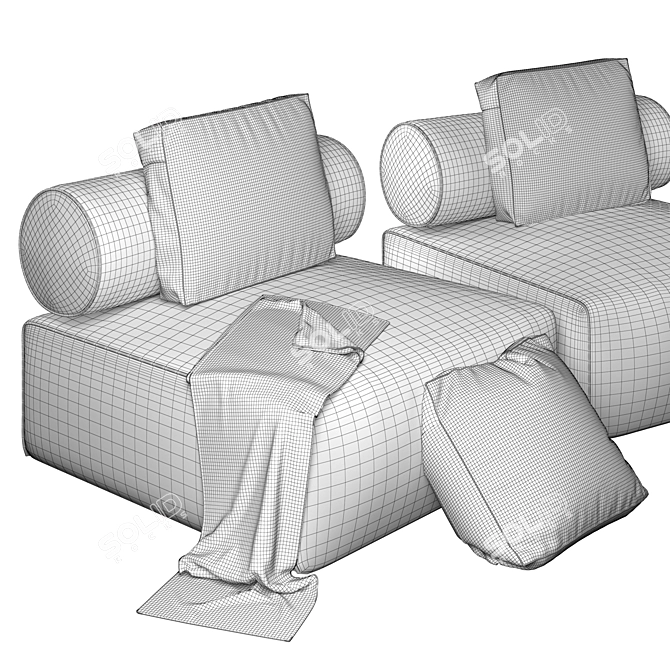 Modular Shinto Sofa: Design Revolution 3D model image 4