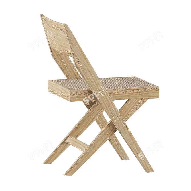 Handcrafted Wooden Library Chair 3D model image 2