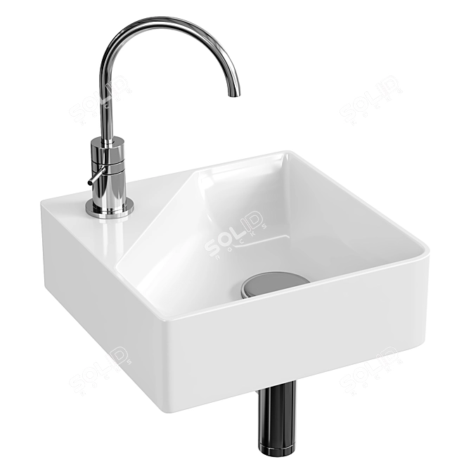 Cosmic Corner Washbasin, Matt White 3D model image 1