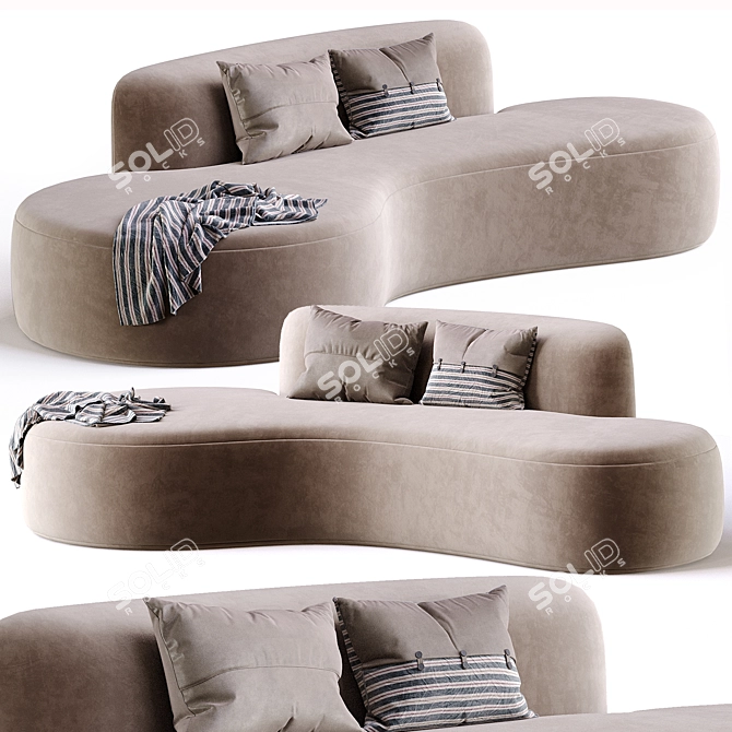 Elegant Serpentine Sofa by Vladimir Kagan 3D model image 1