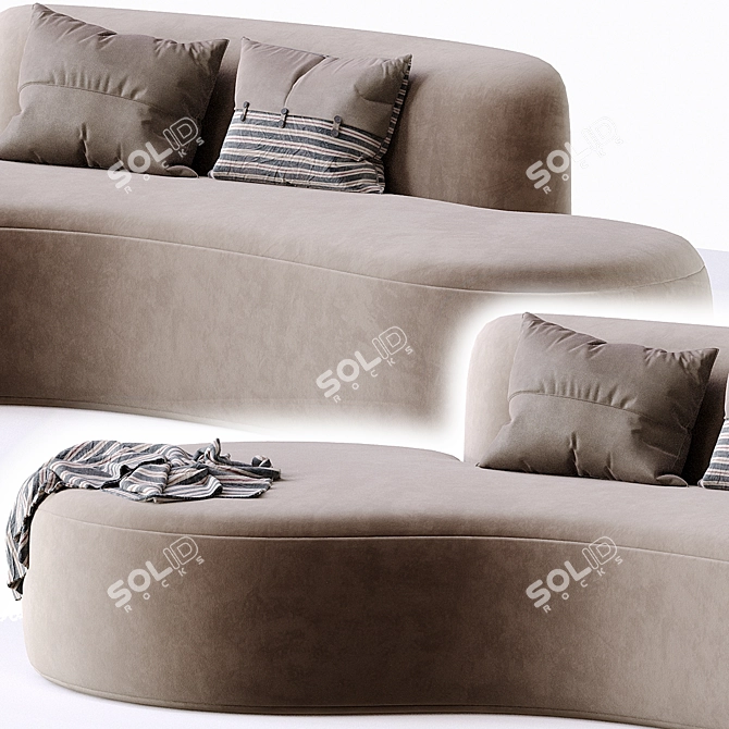 Elegant Serpentine Sofa by Vladimir Kagan 3D model image 2