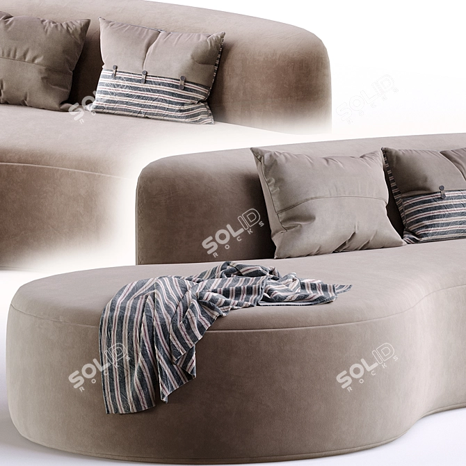 Elegant Serpentine Sofa by Vladimir Kagan 3D model image 4