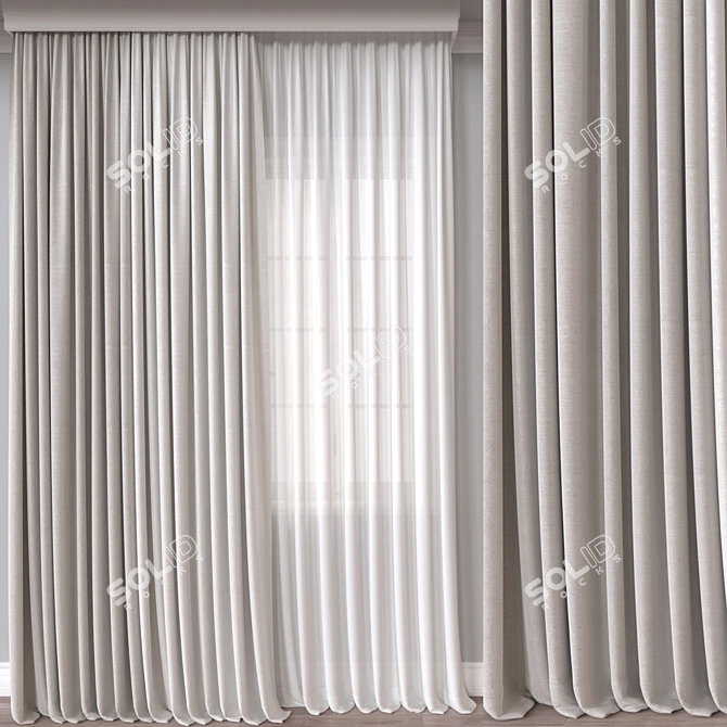 Versatile 3D Curtain Model with Multiple Formats 3D model image 1