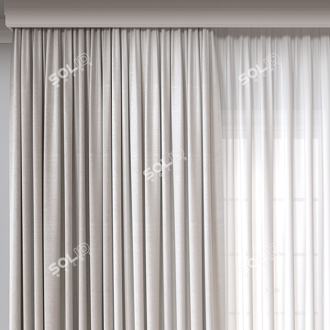 Versatile 3D Curtain Model with Multiple Formats 3D model image 2