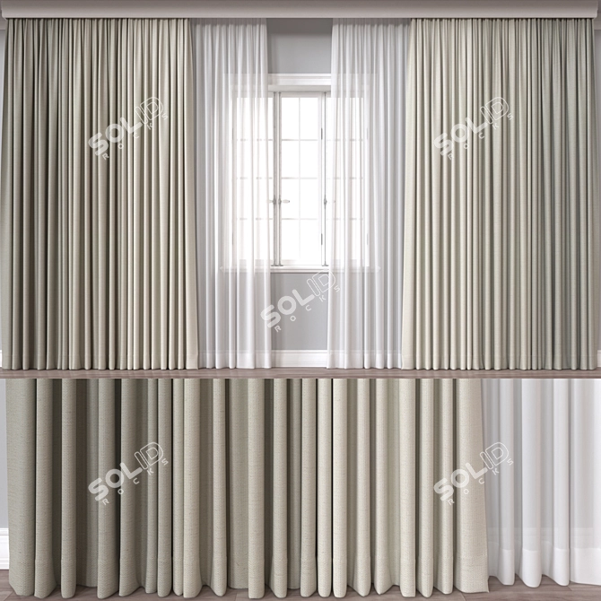 Versatile 3D Curtain Model 3D model image 1