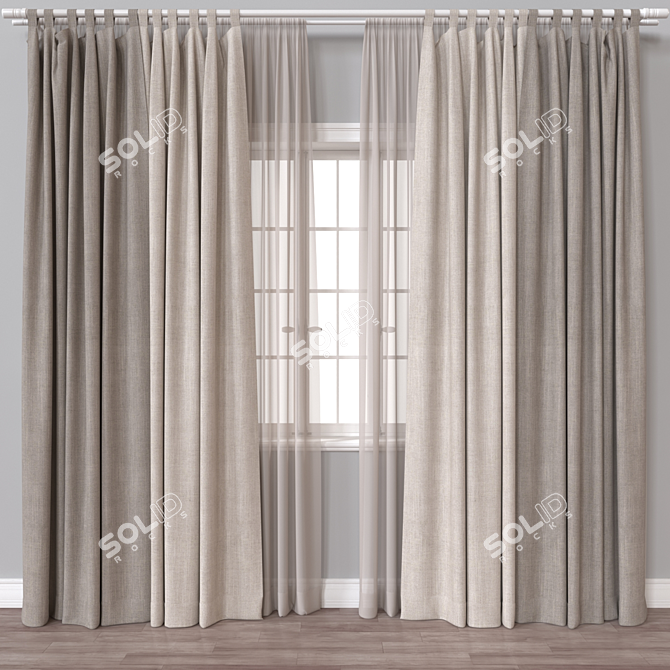 Versatile 3D Curtain Model 3D model image 1