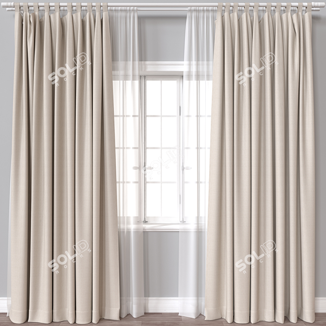 Dual Renderer Curtain 3D Model 3D model image 1