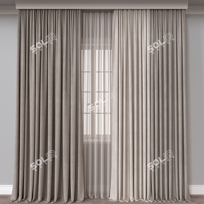  Versatile 3D Curtain Model 3D model image 1