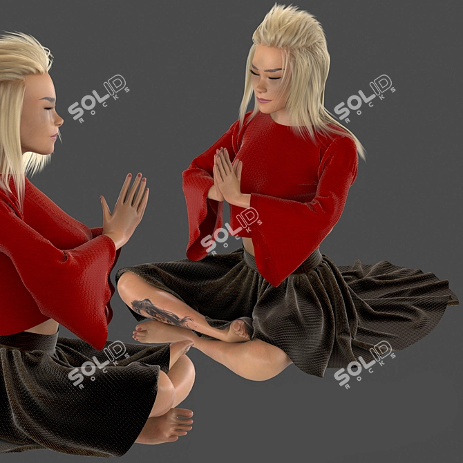 Yoga Girl 002 Print Poster 3D model image 1