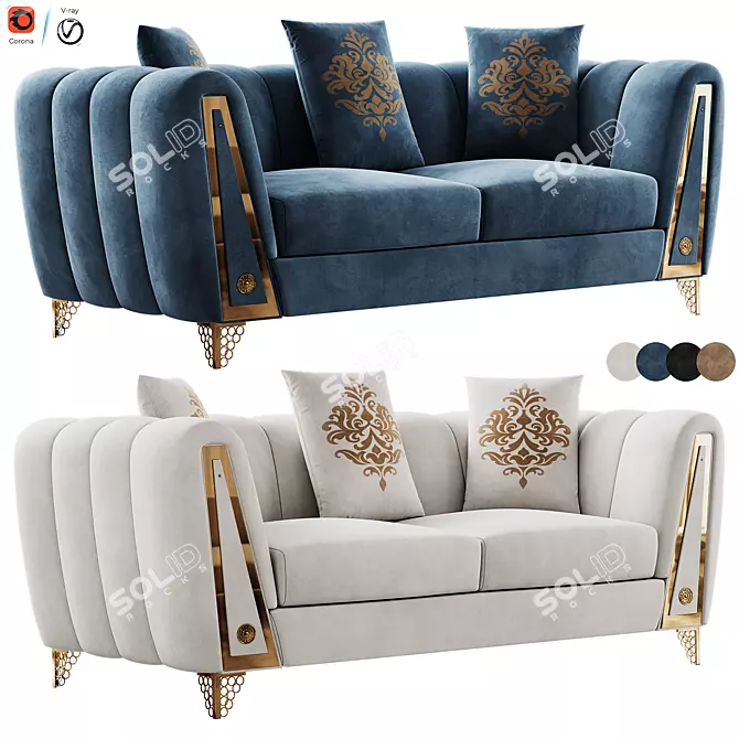 Modern FH 7168 Sofa Set 3D model image 1