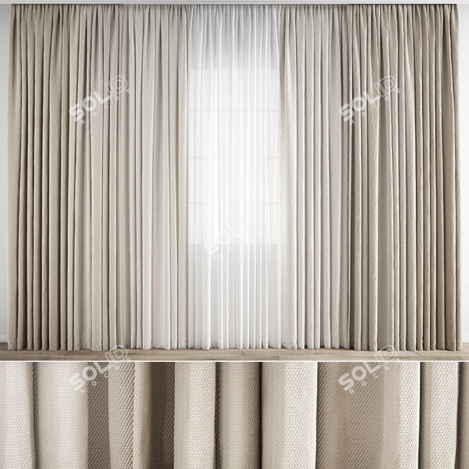 Detailed 3D Curtain Model Archive 3D model image 1