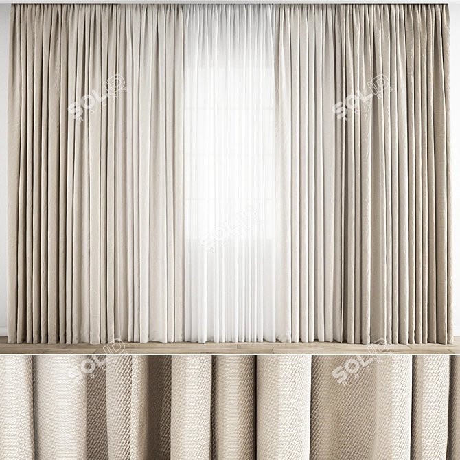 Detailed 3D Curtain Model Archive 3D model image 3