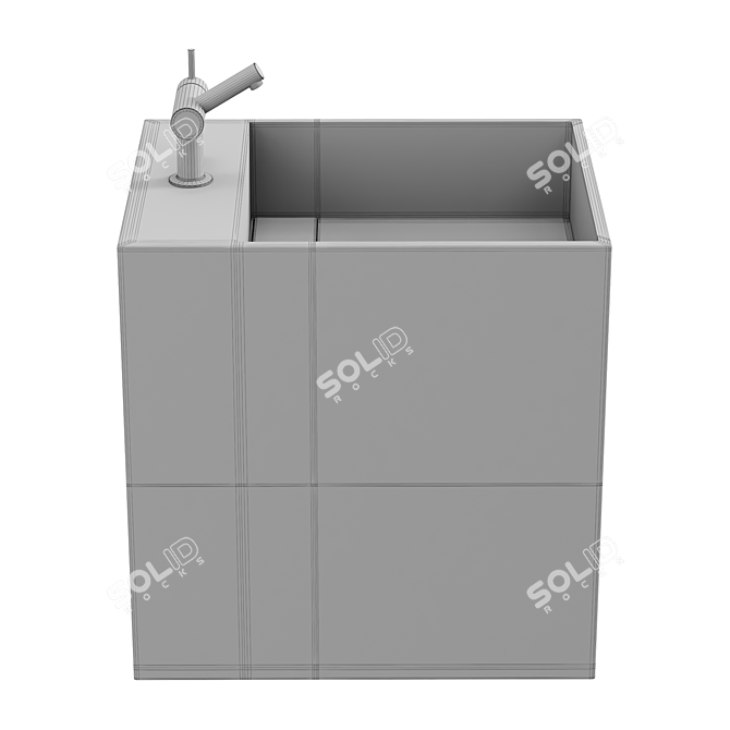 Cosmic Compact White Washbasin 3D model image 3