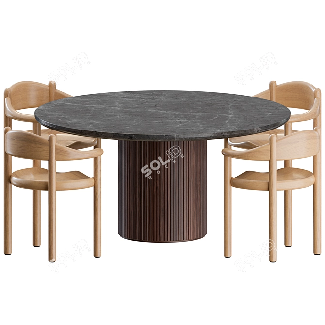 Gubi Moon Dining Set - Marble Top 3D model image 1