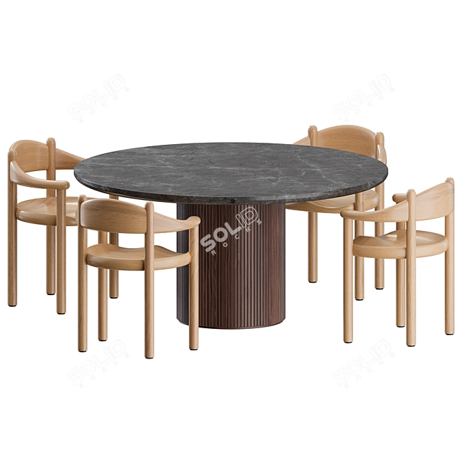 Gubi Moon Dining Set - Marble Top 3D model image 4