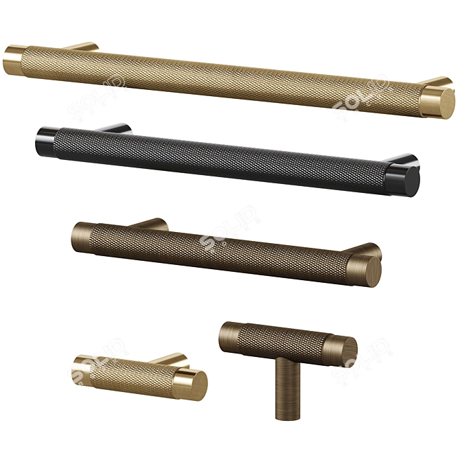 Meraki Solid Brass Handles Set 3D model image 1