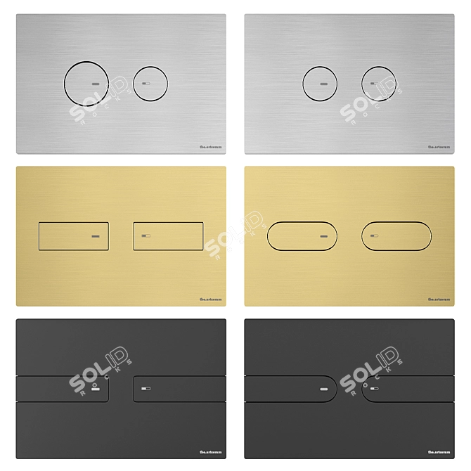 Inox Flush Buttons for Installation 3D model image 1