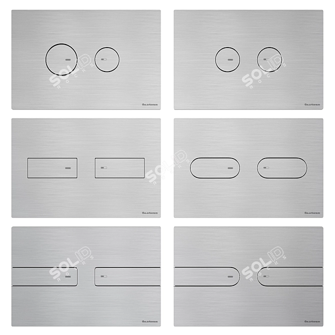 Inox Flush Buttons for Installation 3D model image 2