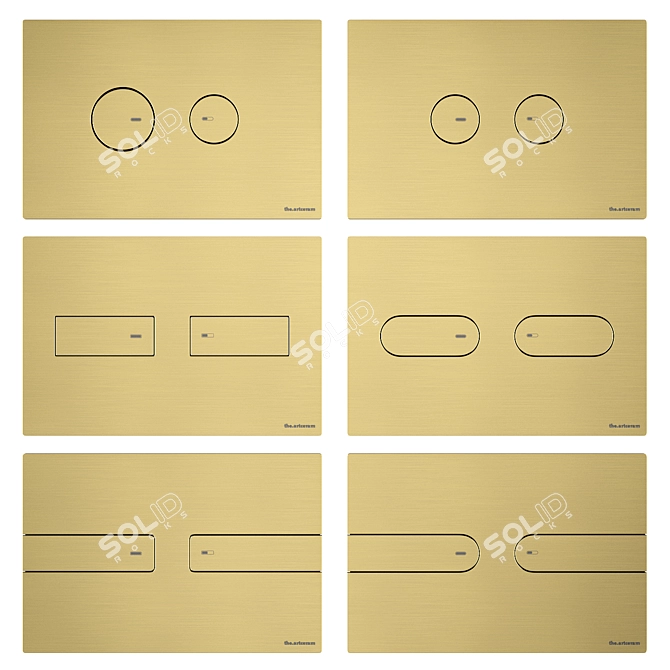 Inox Flush Buttons for Installation 3D model image 3