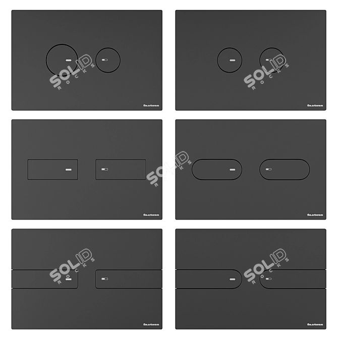 Inox Flush Buttons for Installation 3D model image 4