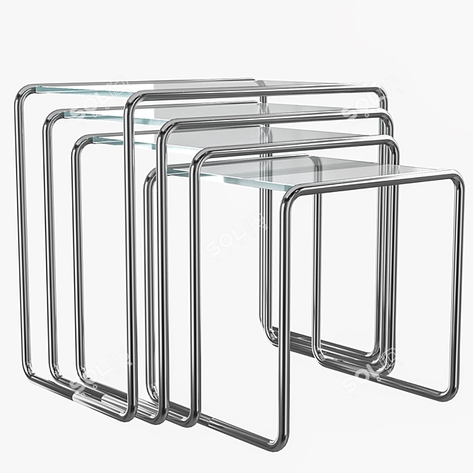 Modern Glass Tables Set by Thonet 3D model image 1