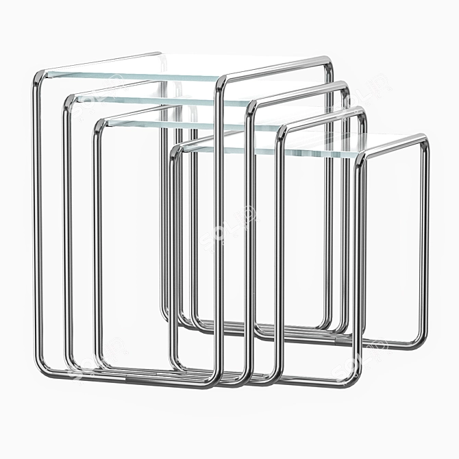 Modern Glass Tables Set by Thonet 3D model image 6