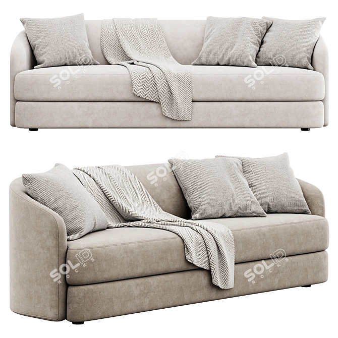 Elegant Covent 3-Seater Sofa 3D model image 1