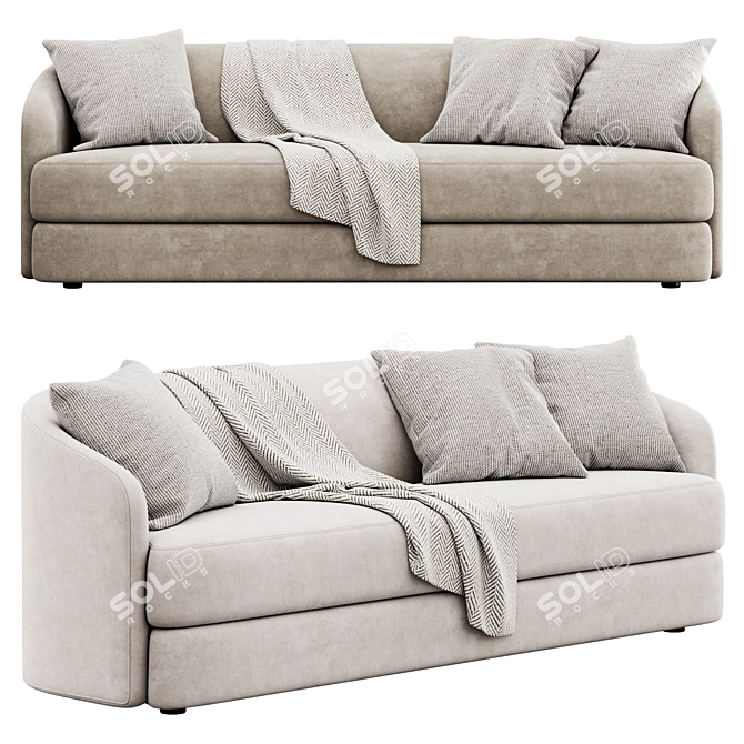 Elegant Covent 3-Seater Sofa 3D model image 2