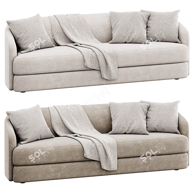 Elegant Covent 3-Seater Sofa 3D model image 3