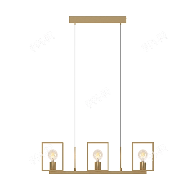 Modern Gold Cube Pendant Light 3D model image 2