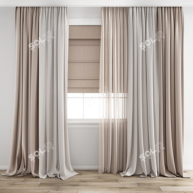 Detailed Curtain 3D Model Archive 3D model image 1