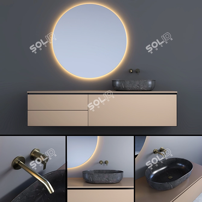 Modern Bathroom Furniture Set 02 3D model image 1