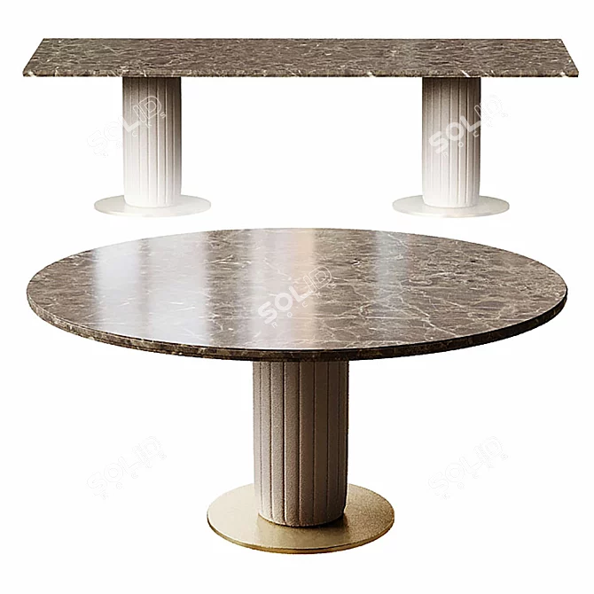 Elegant Byron Round & Rectangular Tables 3D model image 7