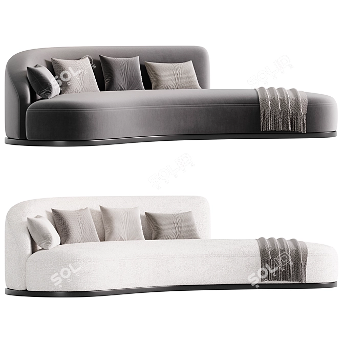 Elegant Marseille Mohair Sofa in Coral 3D model image 2