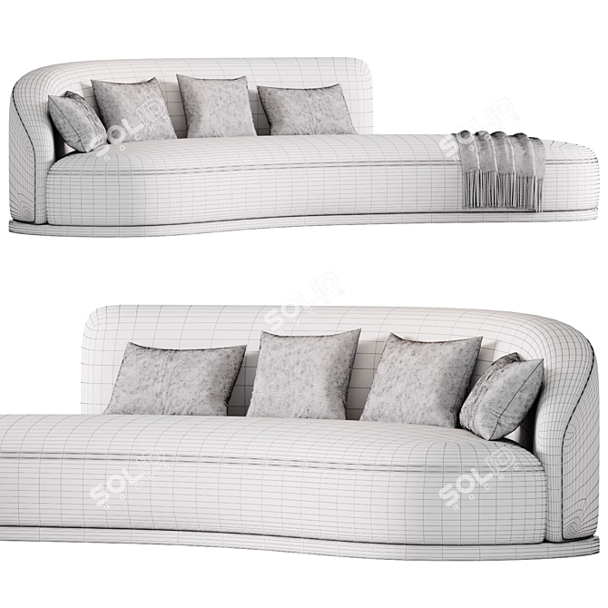 Elegant Marseille Mohair Sofa in Coral 3D model image 3