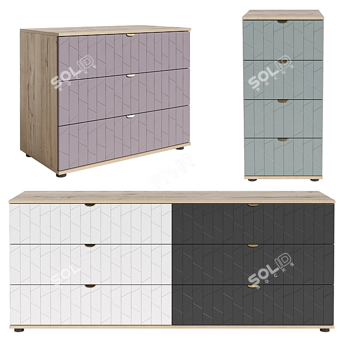 Monblan Angle Set of Dressers 3D model image 1